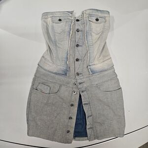 Diesel denim Light wash strapless mini dress